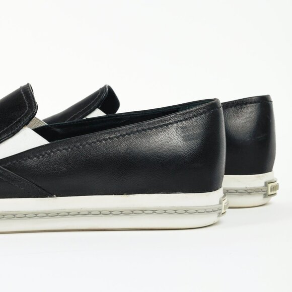 Miu Miu Black Metal-Cap-Toe Slip-On Sneakers - Picture 9 of 12